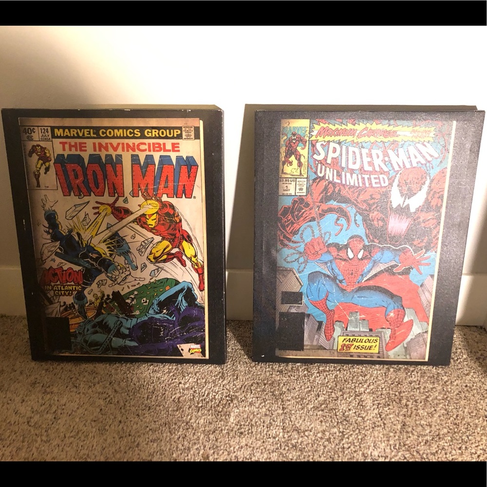 Canvas Wall Art - Vintage Iron Man/ Spider-Man